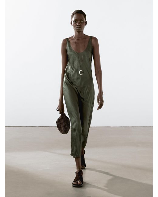 MASSIMO DUTTI Natural Langes, Fließendes Kleid