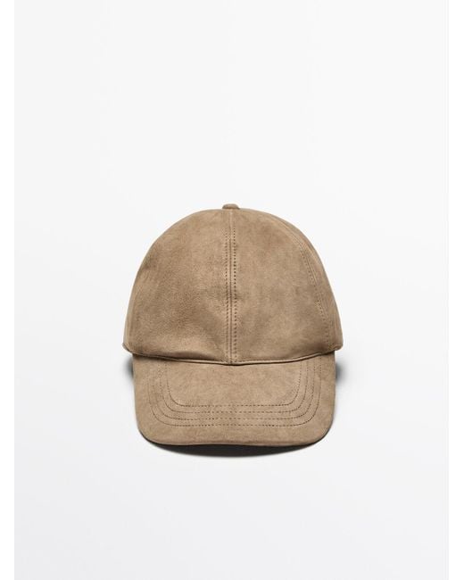 MASSIMO DUTTI Natural Suede Leather Cap for men