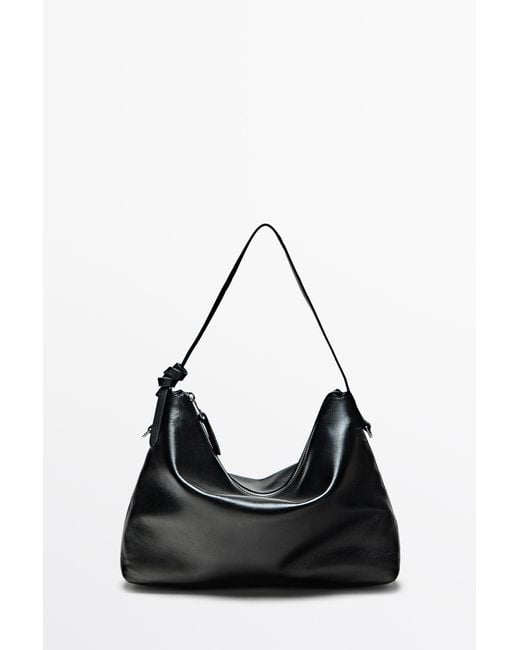 MASSIMO DUTTI Black Medium Nappa Leather Bag