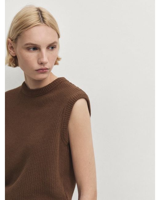 MASSIMO DUTTI Brown Sleeveless Knit Top