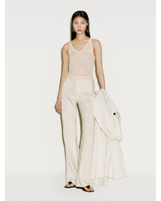 MASSIMO DUTTI Natural 100% Mulberry Silk Strappy Top
