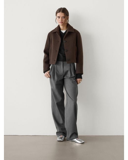 MASSIMO DUTTI Brown Short Wool Blend Jacket