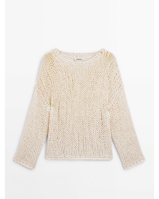 MASSIMO DUTTI Natural Open-Knit Sweater