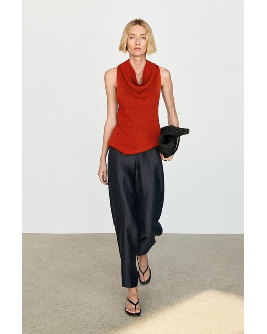MASSIMO DUTTI Gray Pants With Ruched Hem