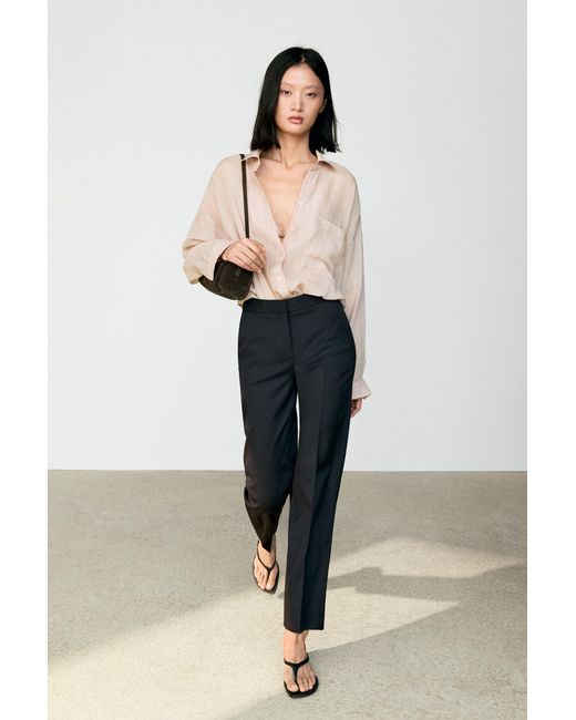 MASSIMO DUTTI Multicolor 100% Cool Wool Straight-Leg Pants