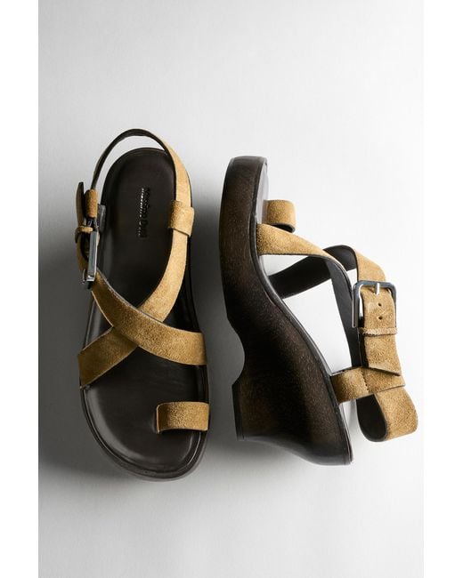 MASSIMO DUTTI White Sandals With Wooden Heels