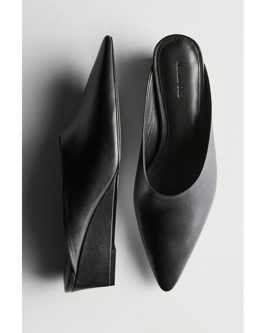 MASSIMO DUTTI Black Wedge Heel Mules