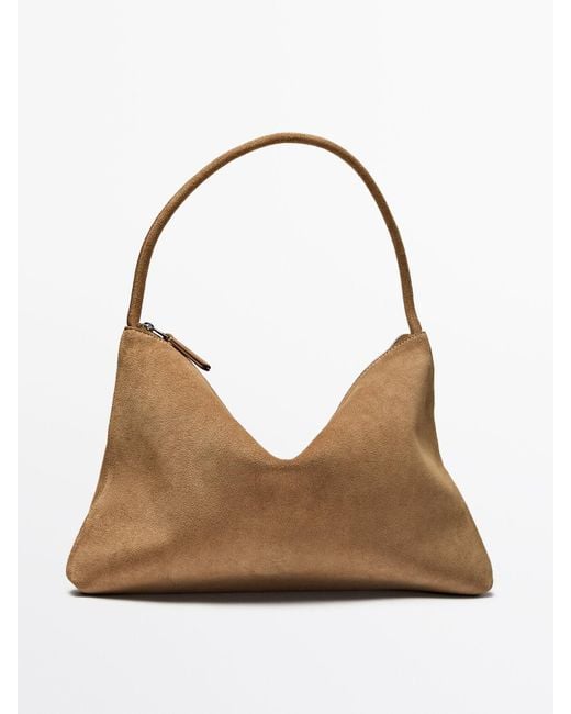MASSIMO DUTTI Splitsuède Tas Van Runderleer in het Multicolor