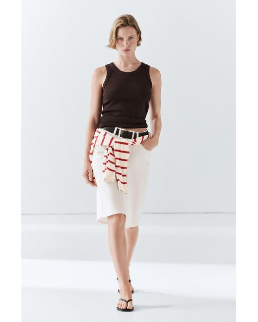 MASSIMO DUTTI Brown Cotton Blend Halter Top