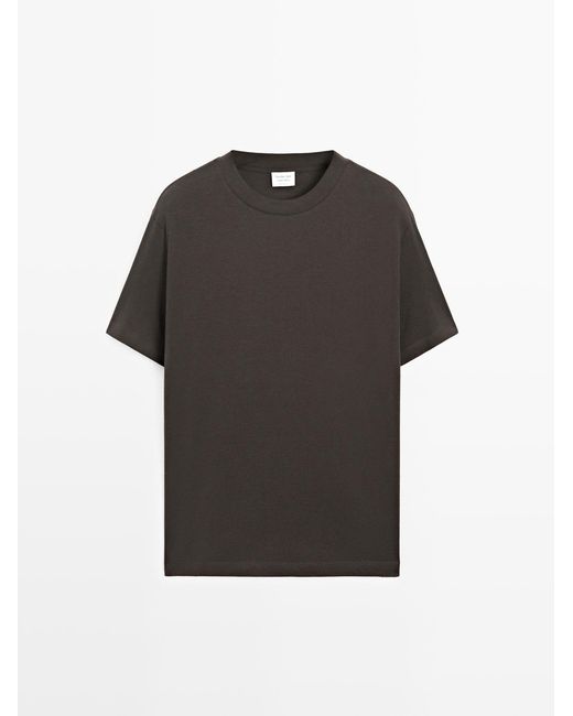 MASSIMO DUTTI T-Shirt Van Katoenmix Met Korte Mouw in het Black voor heren