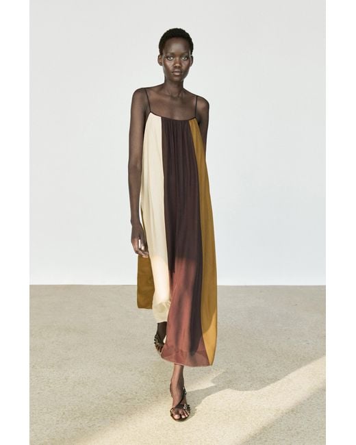 MASSIMO DUTTI Natural Flowing Midi Dress With Straps