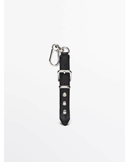 MASSIMO DUTTI Nappa Sleutelhanger Met Gesp En Studs in het White