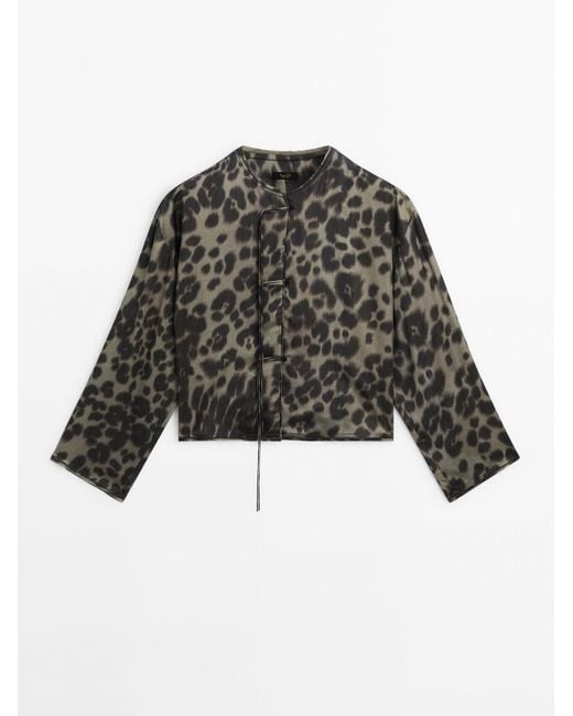 MASSIMO DUTTI Natural Animal Print Shirt Co-Ord