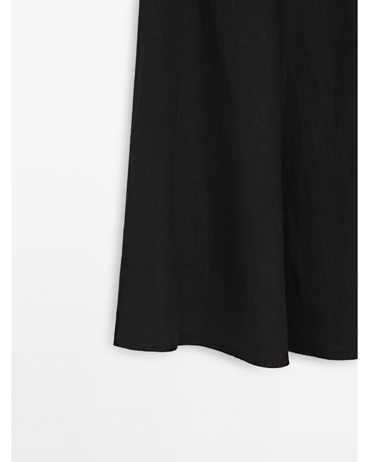 MASSIMO DUTTI Black Long Linen Skirt