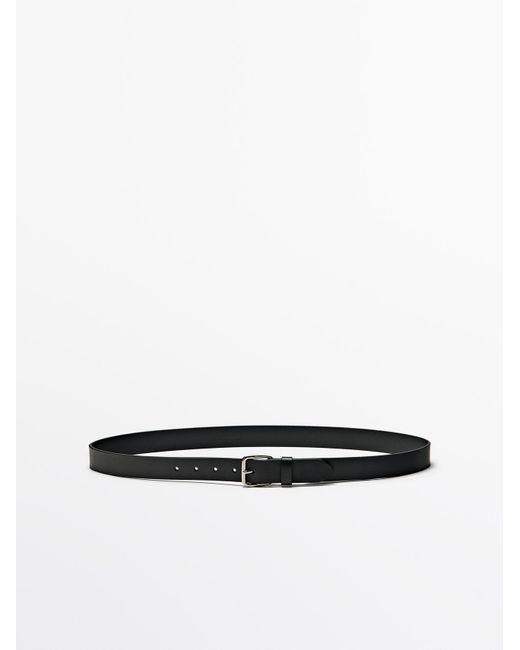 MASSIMO DUTTI Riem Van Nappaleer Met Vierkante Gesp in het White voor heren