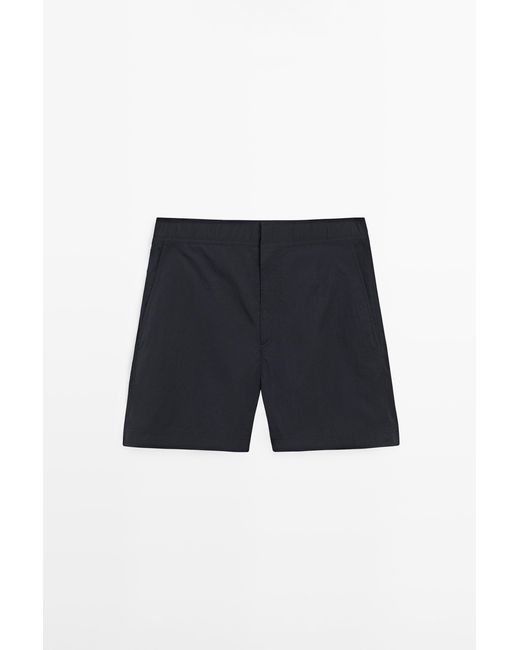 MASSIMO DUTTI Blue Plain Swimming Trunks With Waist Detail for men