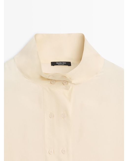 MASSIMO DUTTI White Shirt With Silk Button Detail