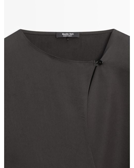 MASSIMO DUTTI Black Flowing Double-Breasted Shirt