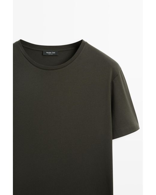 MASSIMO DUTTI Black 100% Cotton T-Shirt With Shoulder Detail for men