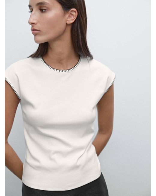 Maglietta Con Dettagli A Contrasto di MASSIMO DUTTI in Multicolor