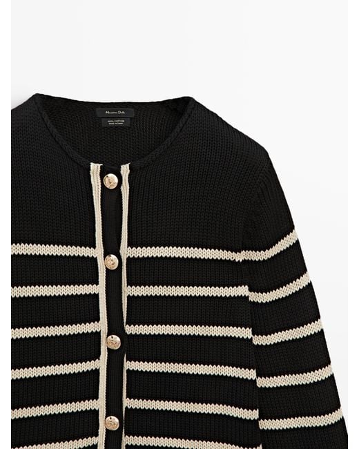 KNIT CARDIGAN WITH GOLDEN BUTTONS - Black