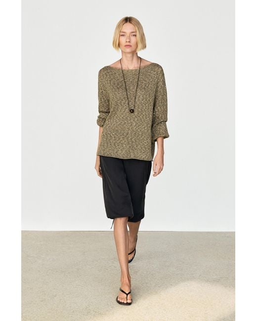 MASSIMO DUTTI Green Cotton Boat Neck Sweater