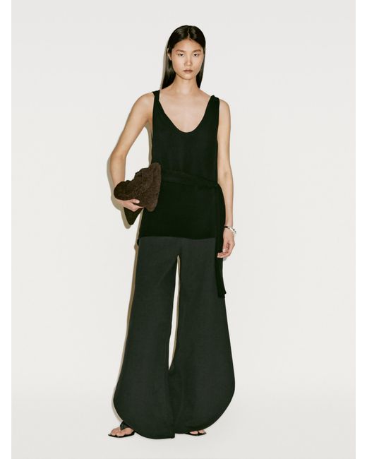 MASSIMO DUTTI Green Trousers With Split Hems