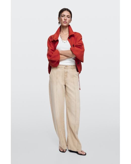 MASSIMO DUTTI Natural Mid-Waist Barrel Fit Jeans