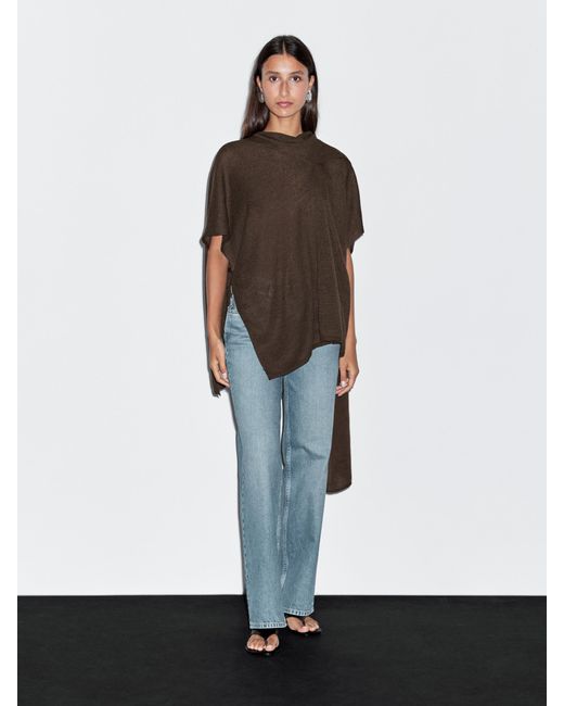 MASSIMO DUTTI Women's White Knit Cape With Scarf