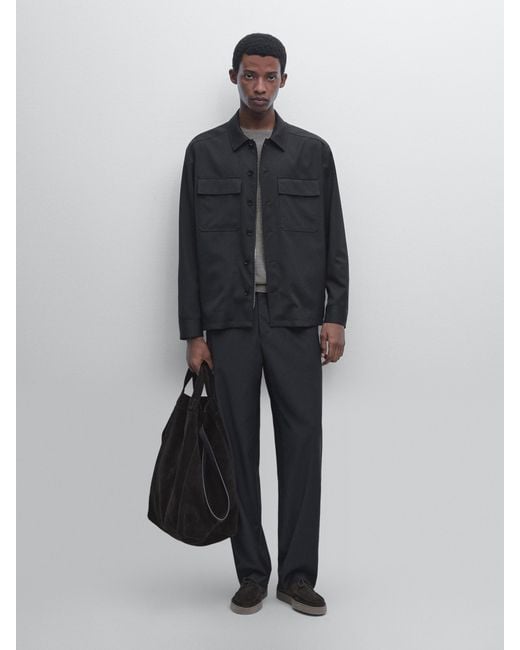 Giacca Camicia Con Cerniera di MASSIMO DUTTI in Black da Uomo
