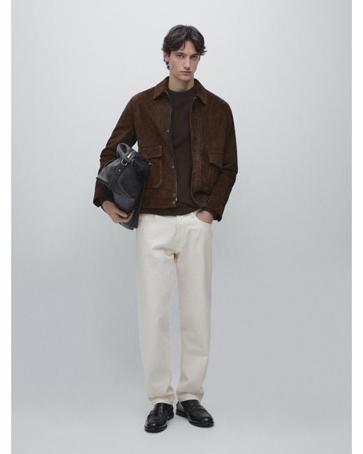 MASSIMO DUTTI Multicolor Suede Leather Jacket for men
