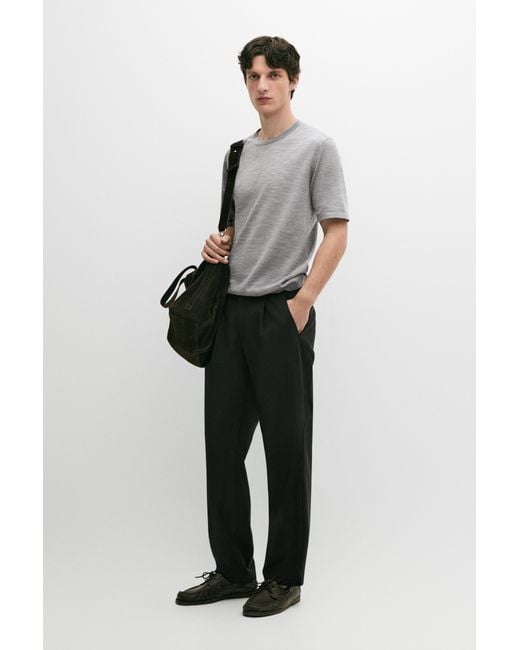 MASSIMO DUTTI Gray Short Sleeve Wool Blend T-Shirt for men
