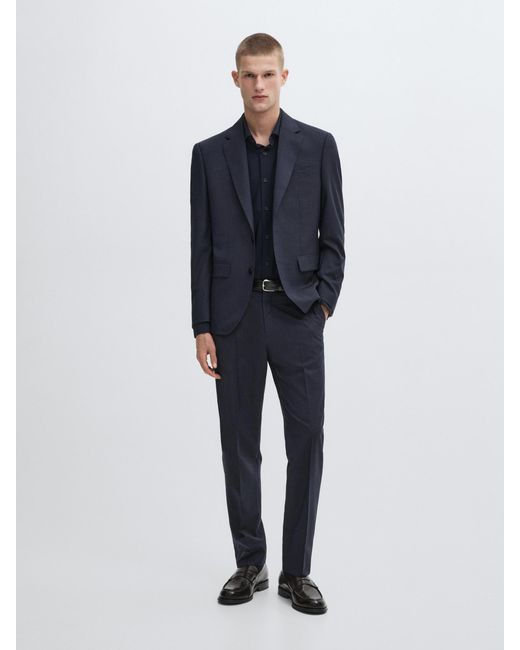 MASSIMO DUTTI Blue 100% Wool Suit Trousers for men