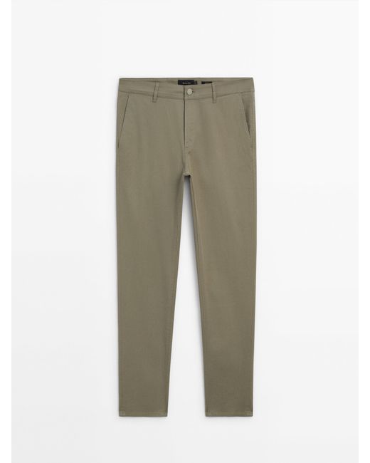 MASSIMO DUTTI Green Tapered-Fit Denim Trousers for men