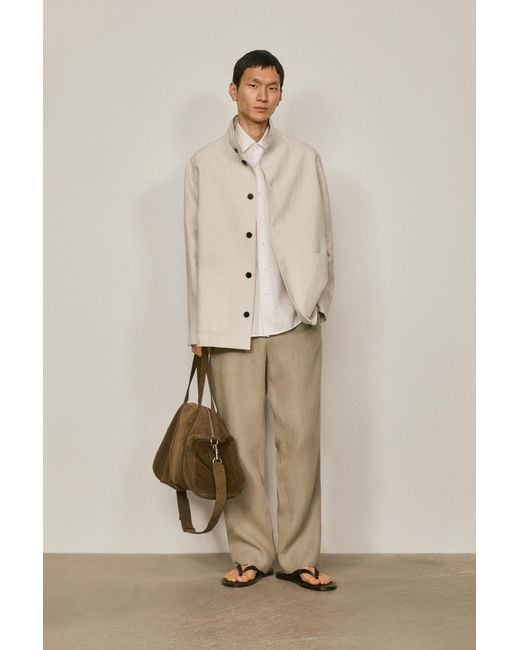 MASSIMO DUTTI Natural Linen High Neck Jacket for men