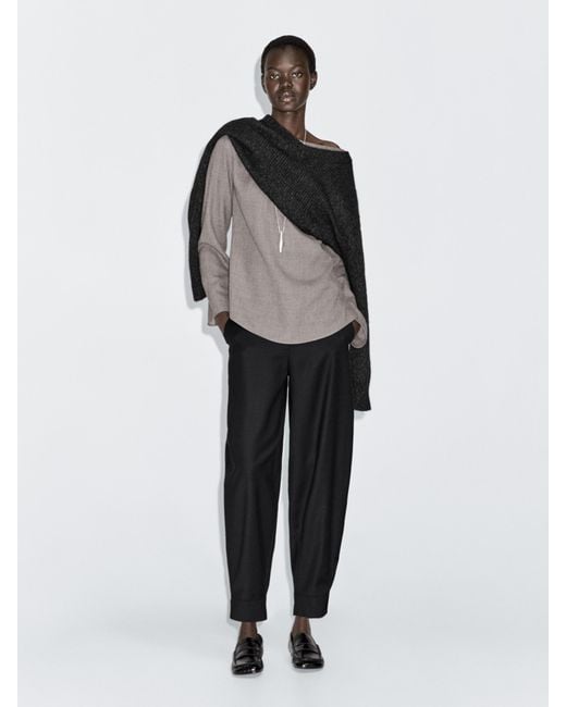 Pantalón Bombacho Hebilla Con Lana MASSIMO DUTTI de color Black