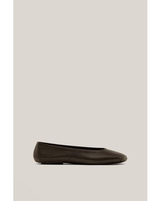MASSIMO DUTTI Brown Soft Leather Ballet Flats