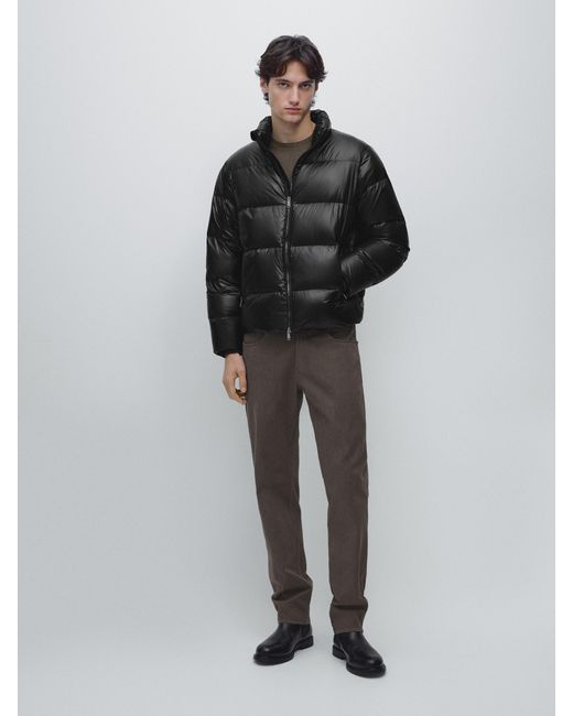MASSIMO DUTTI Black Down Puffer Jacket for men