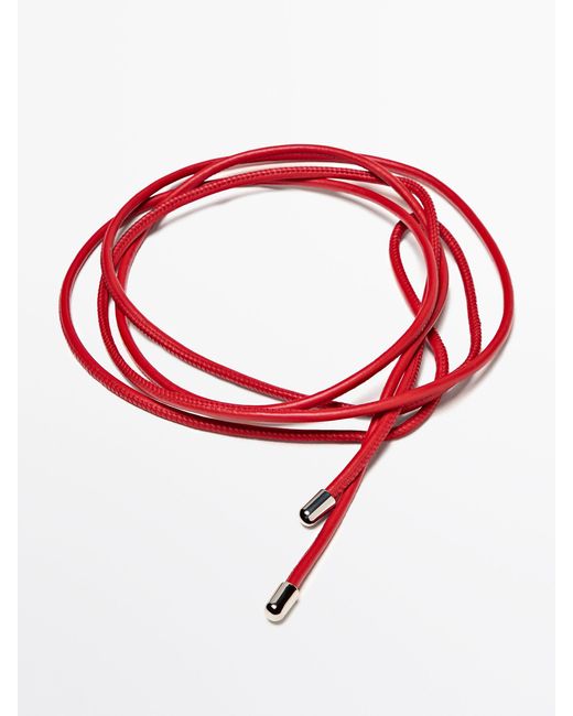 MASSIMO DUTTI Leather Cord Belt With Knot Detail in Red Lyst