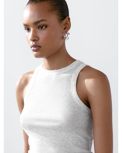Top Halter 100% Algodón MASSIMO DUTTI de color White