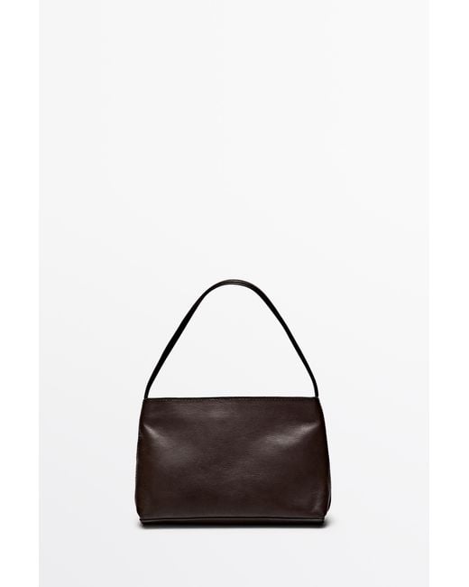 MASSIMO DUTTI Black Small Nappa Leather Shoulder Bag