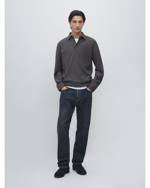 Polo Texturé En Piqué À Manches Longues MASSIMO DUTTI pour homme en coloris Multicolor