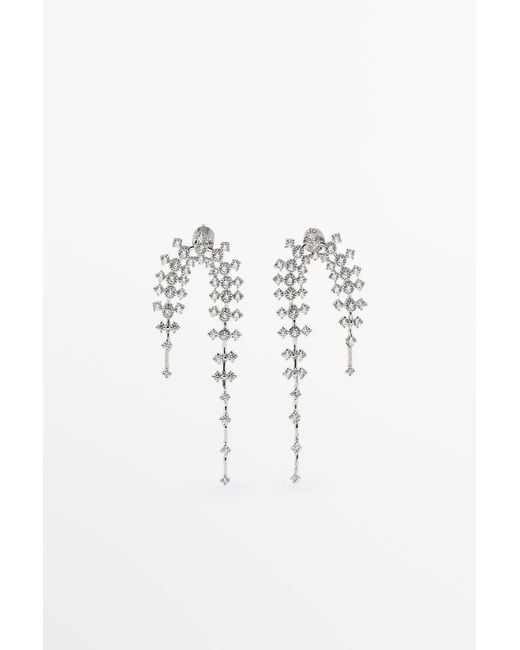 MASSIMO DUTTI Metallic Rhinestone Cascade Earrings