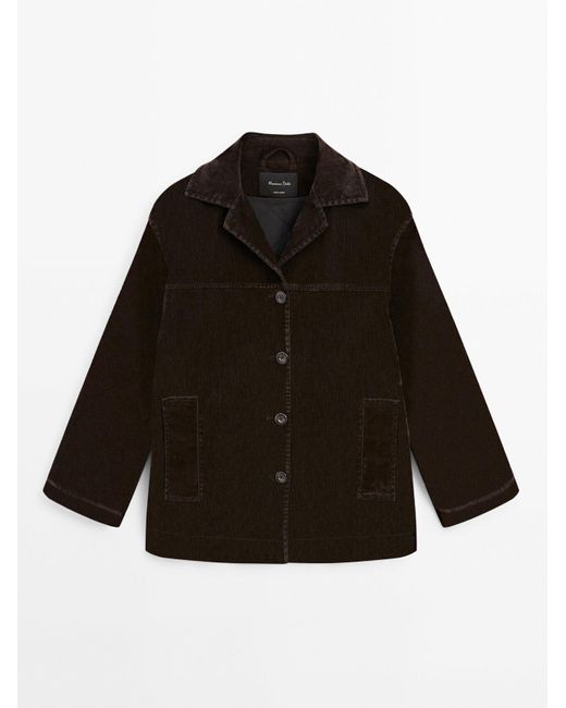 MASSIMO DUTTI Black Lightweight Flocked Quilted Jacket