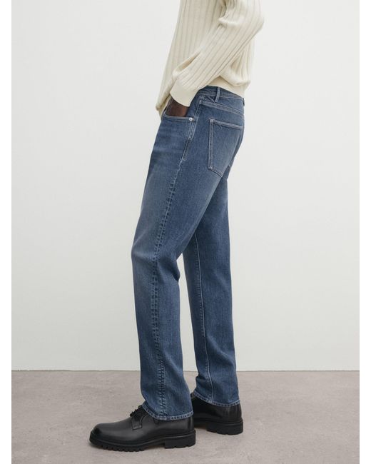 MASSIMO DUTTI Blue Slim-Fit Stonewash Jeans for men