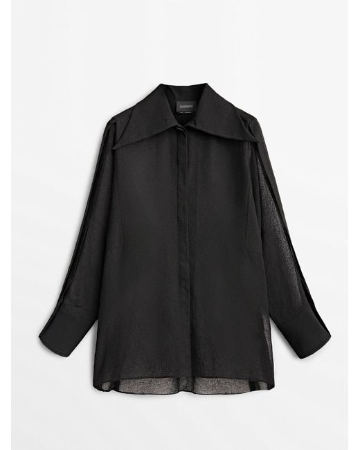 MASSIMO DUTTI Limited Edition Semi-sheer Shirt in Black | Lyst