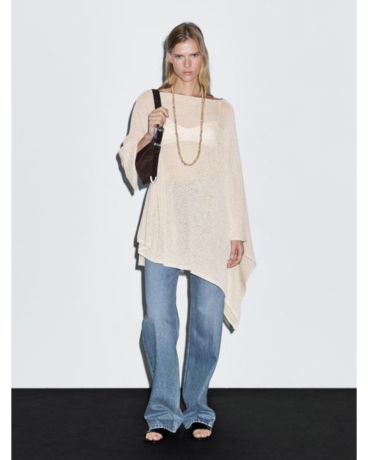 MASSIMO DUTTI White Textured Knit Cape