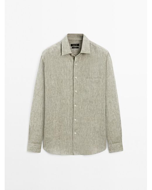 MASSIMO DUTTI Regular Fit Overhemd Met Zak in het Natural voor heren