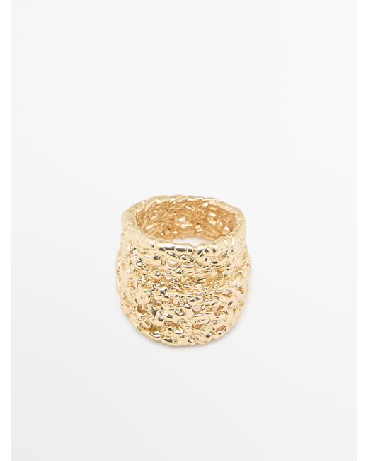 MASSIMO DUTTI Metallic Braided Texture Ring