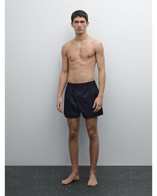 Boxer A Righe 100% Cotone di MASSIMO DUTTI in White da Uomo